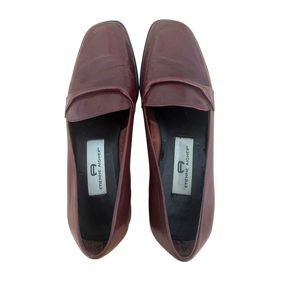 Vtg Etienne Aigner Women's Loafers 6M Leather Burgundy & Navy Flats Shoes 2 Pair - Picture 4 of 16